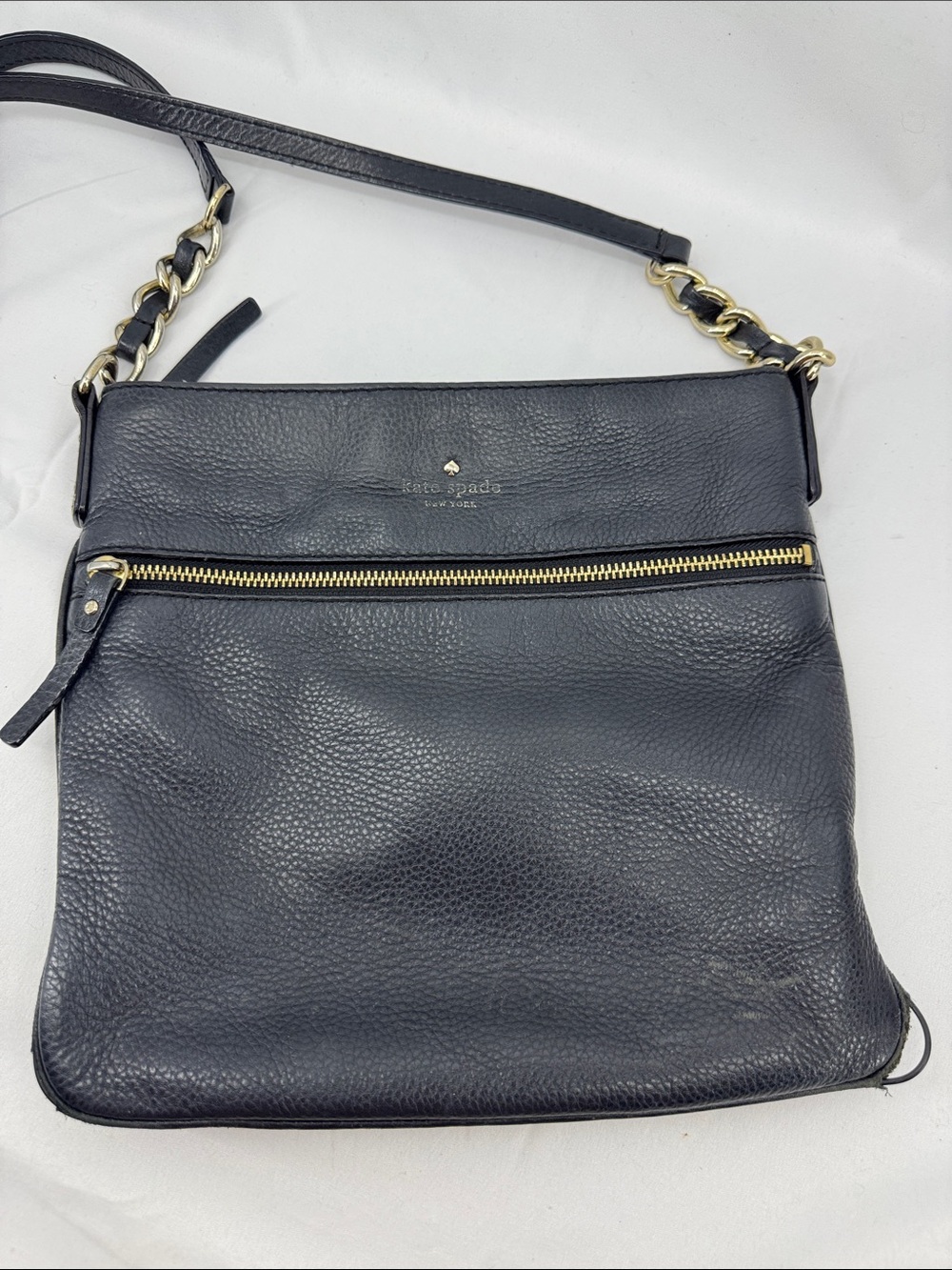 Kate Spade New York Black Pebbled Leather Chain-Strap Crossbody Bag READ DESC